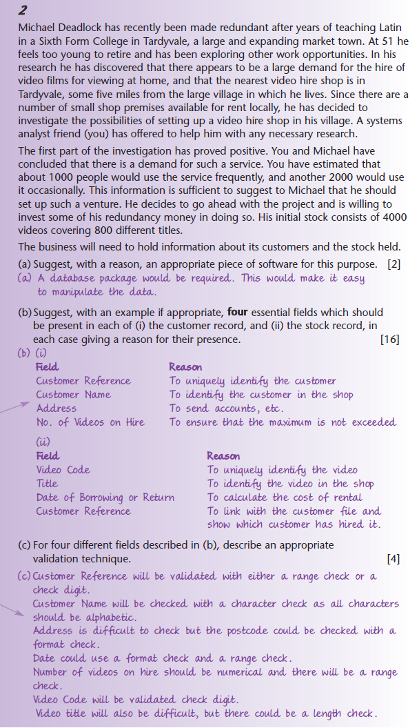 Sample Questions Model Answers A2 Level Level Revision Computing 0