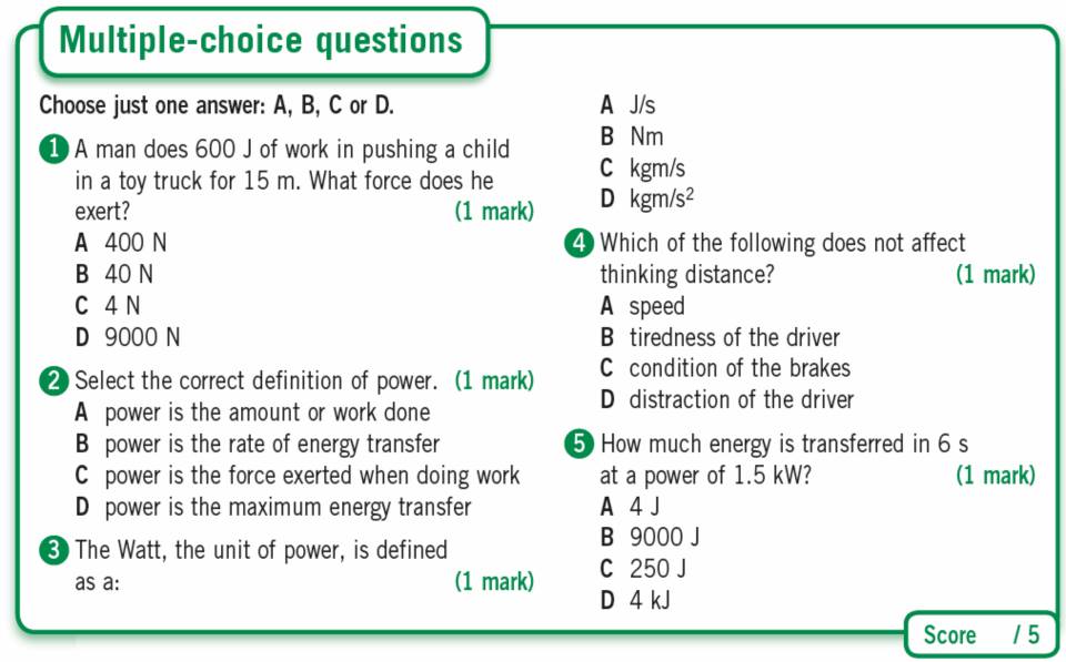 Multiple choice task