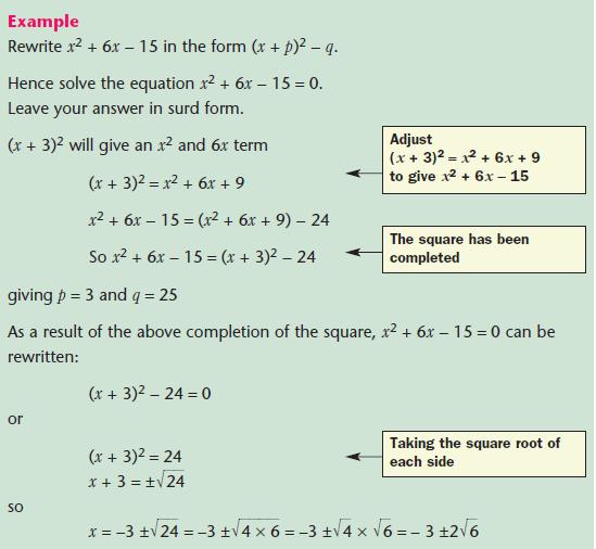 quadratic formula examples