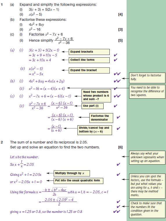 Sample Gcse Questions Gcse Revision Maths Number And Algebra Algebra Sample Gcse Questions Revision World