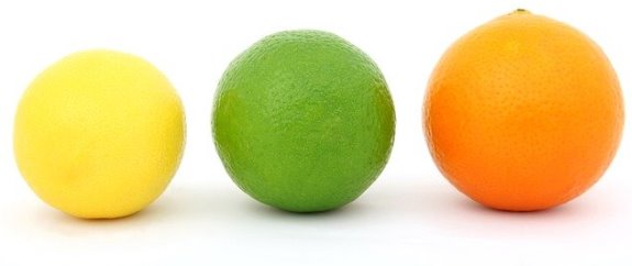 Citrus fruits, lemons, limes and organges contain vitamin C